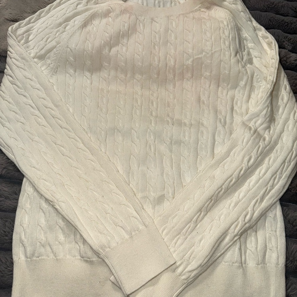 Fairway & Greene Women's White Cable Knit Sweater